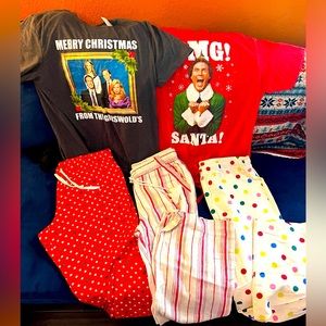 🎅NWOT & ETC HOLIDAY CHRISTMAS VACATION ELF HOLIDAY PAJAMA LOT T-SHIRTS